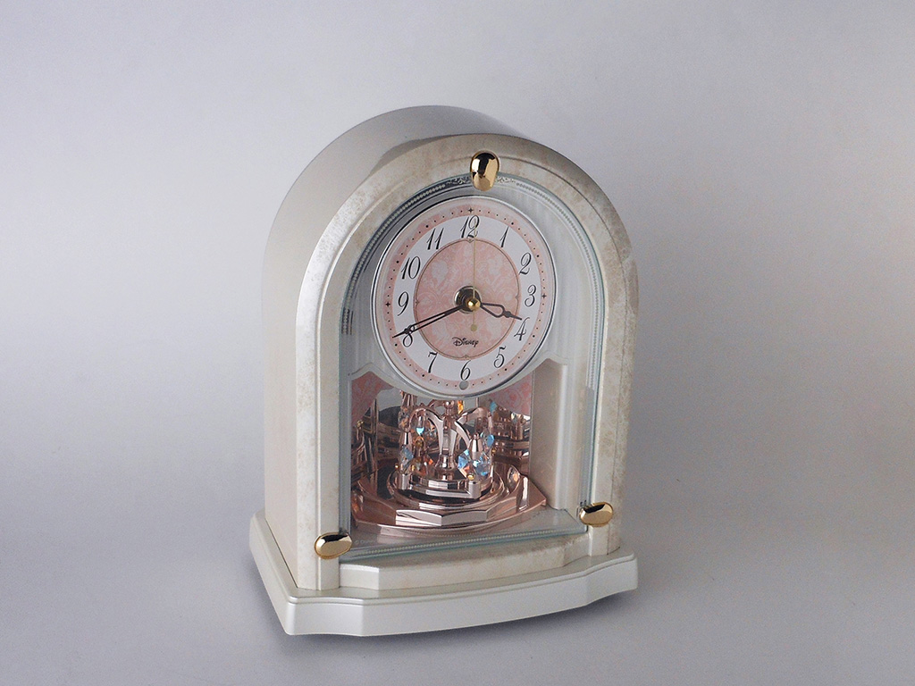 セイコー スワロフスキー回転飾り/メロディー付き電波置時計/ピンク